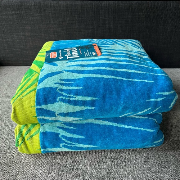 Member’s Mark Bath Nwt Blue And Green Palm Leaves Oversized Beach